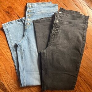 Free People Women's Jeans in Light Blue and Dark Gray